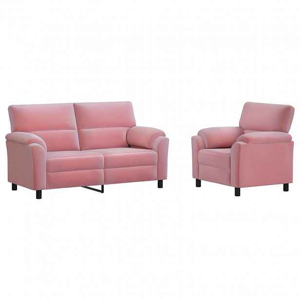 vidaXL Set pohovek 2 pcs Růžová Samet