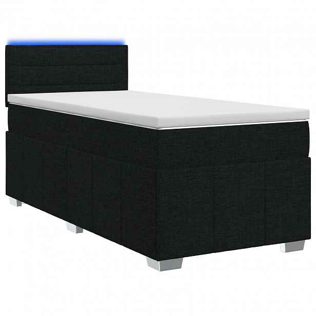vidaXL Postel boxspring s matrací s LED pásky Černá 90 x 190 cm Textil