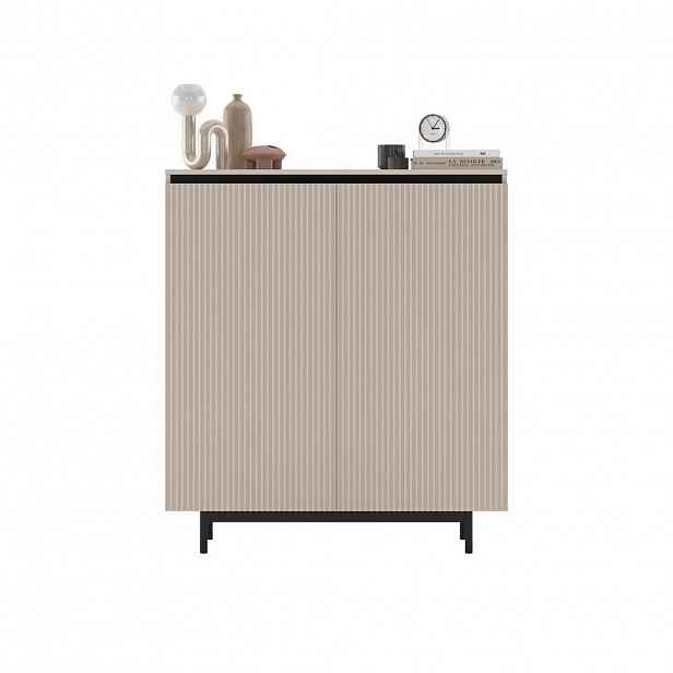 Meble Lindner KOMODA Selene 2D matný kašmír 111 cm s kovovým rámem