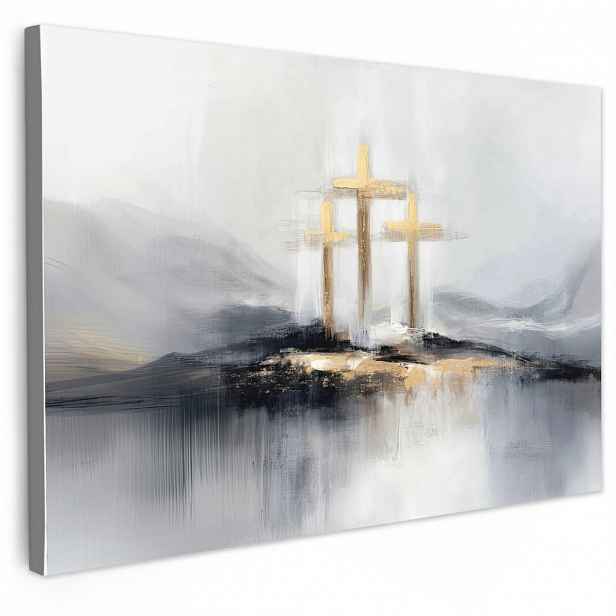 MuchoWow OBRAZ NA PLÁTNĚ Abstraktní - Malba - Křesťanství - Kříž 30x20 cm