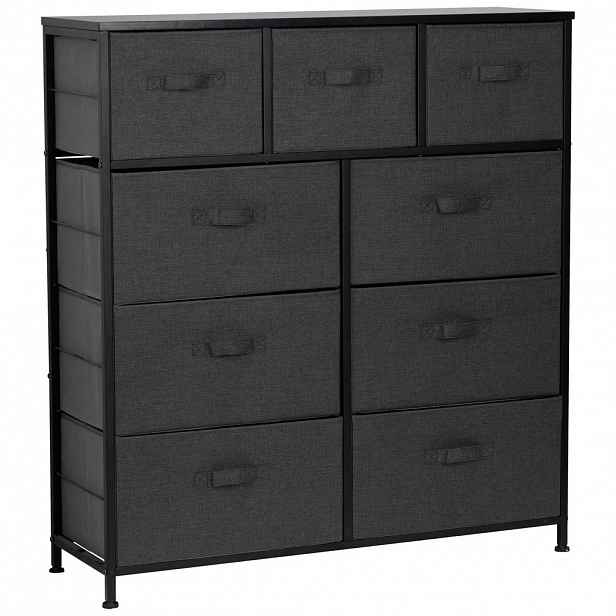 PBJ KOMODA, černá, tmavě šedá, 96/104/30 cm