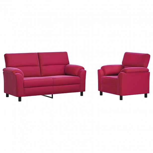 vidaXL Set pohovek 2 pcs Víno Červené Samet