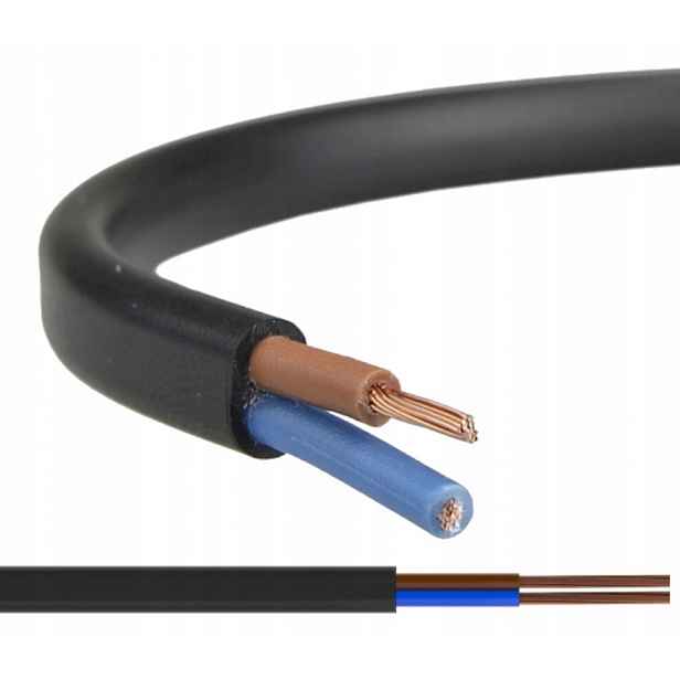 Kabel OMYp 2x1 plochý černý H03VVH2-F balení 100 m Zamel