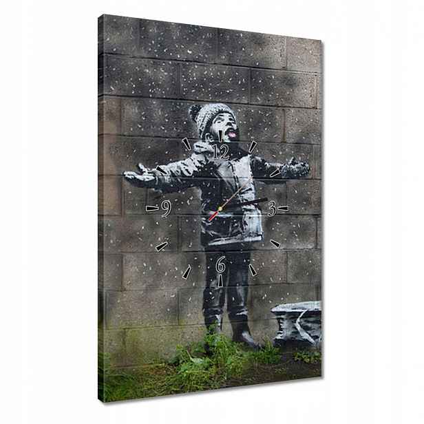 Nástěnné hodiny 40x60 Banksy Smog Sníh