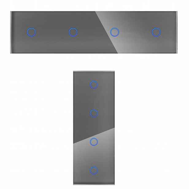 Skleněný panel 1G1G1G1G pro modulární dotykové spínače, šedý