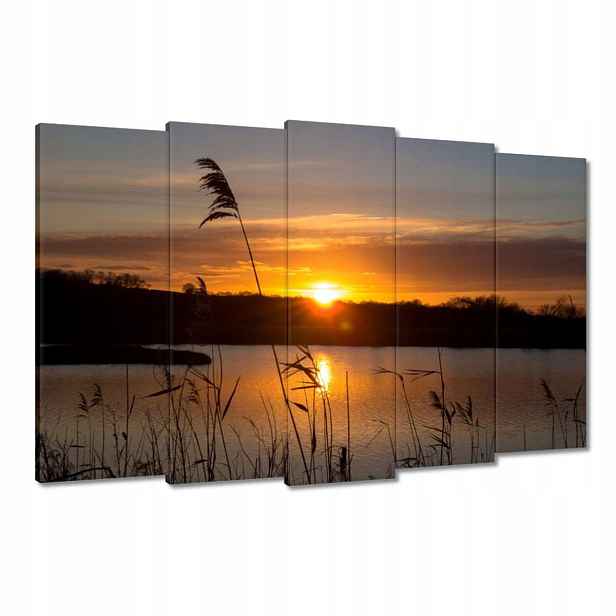 Obrazy 150x95 Západ nad jezerem