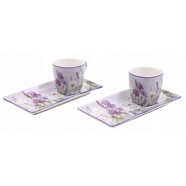 Espresso set s podtácky 2x 65 ml, Levandule