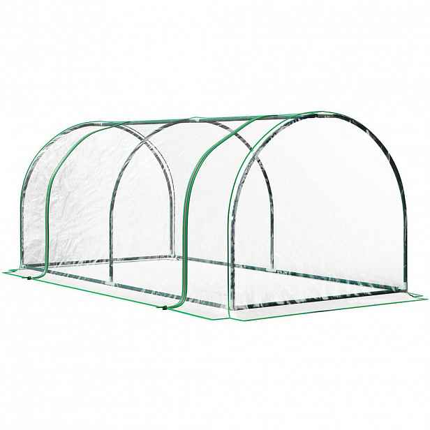 Modfu SKLENÍK z oceli a plastu 200x100x80 cm zelený s rolovacími dveřmi a stabilní konstrukcí