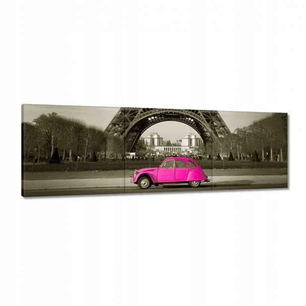 Obrazy 150x50 Růžový Citroen v Paříži
