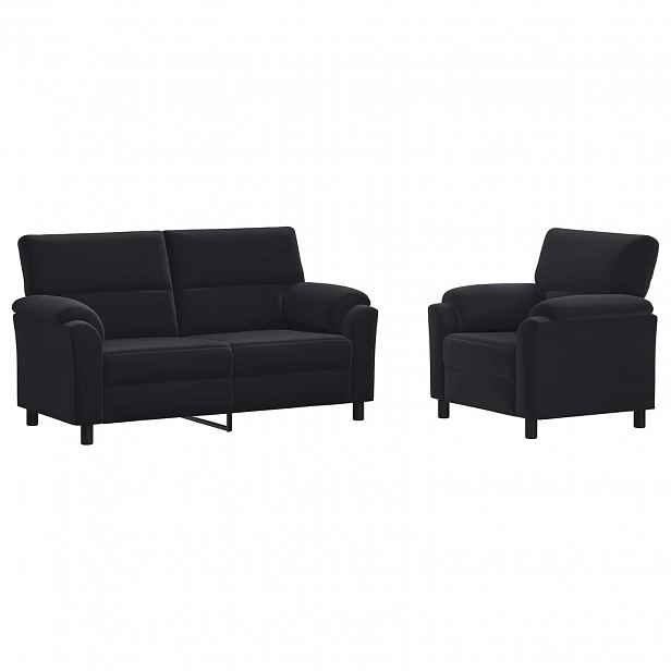 vidaXL Set pohovek 2 pcs Černá Samet