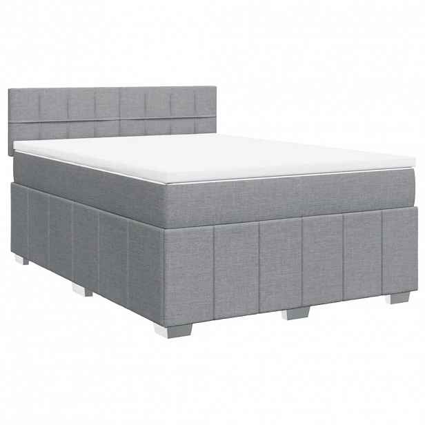 vidaXL Box spring postel s matrací světle šedá 160 x 200 cm textil