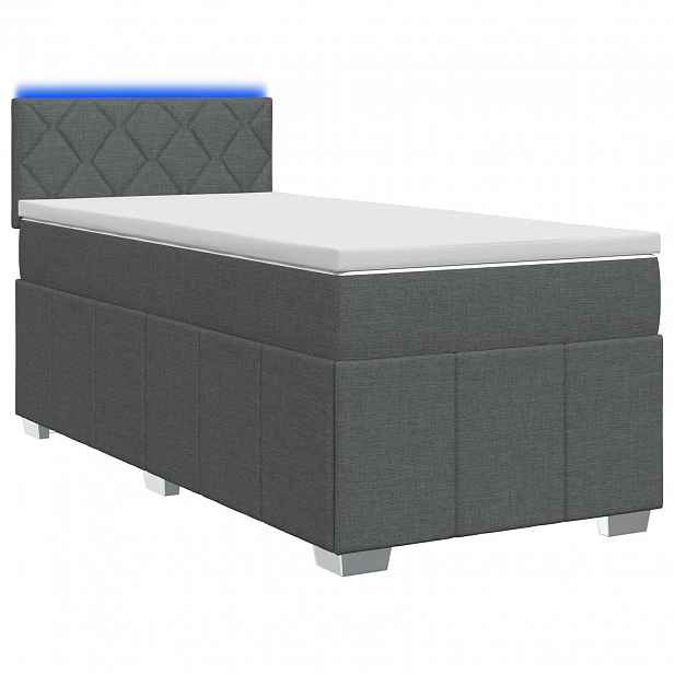 vidaXL Postel boxspring s matrací s čelo Tmavě šedá 90 x 190 cm Textil