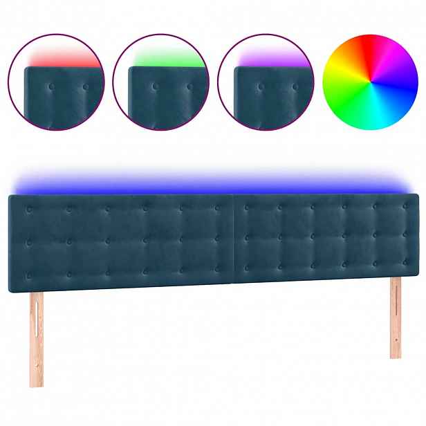 vidaXL Čelo postele s LED tmavě modré 160x5x78/88 cm samet