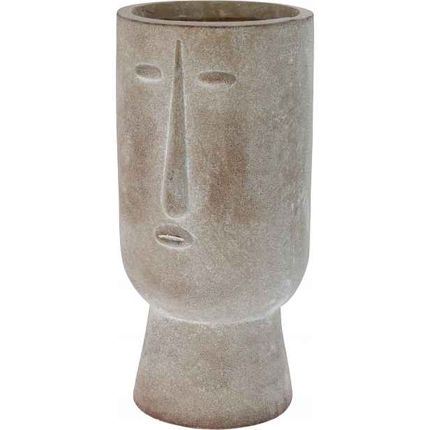Květináč s obličejem Taro béžový, v 35 cm, klidná tvář