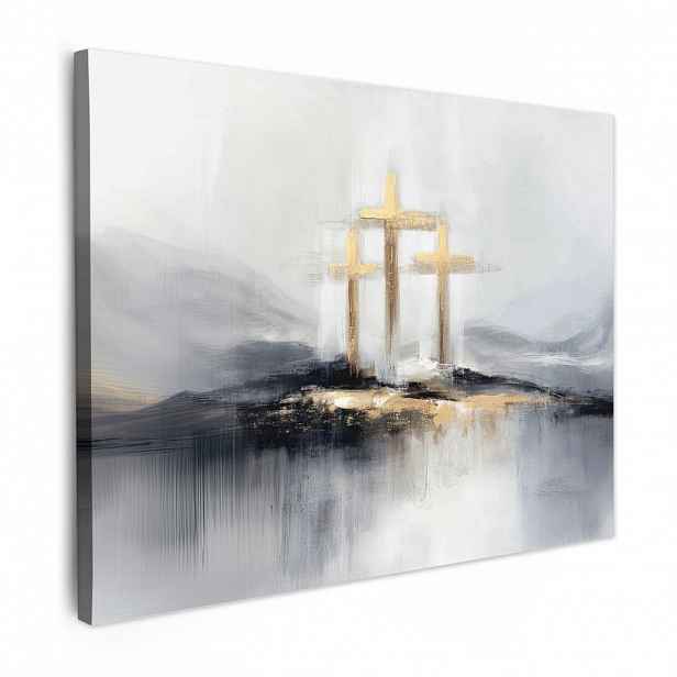 MuchoWow OBRAZ NA PLÁTNĚ Abstraktní - Malba - Křesťanství - Kříž 40x30 cm