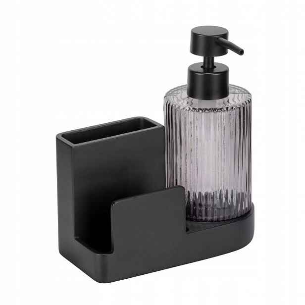 Organizér Se Skleněným Dávkovačem 420 ML, Antracitový Polyresin, Elegantní