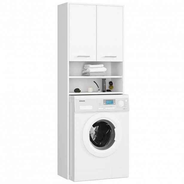 RAUMHIRSCH FURNITURE SKŘÍŇ NA PRAČKU se dvěma dvířky, 64 × 30 × 190 cm bílá