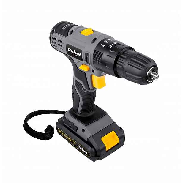 Rebel RB-1002 Příklepová vrtačka Aku, 20 V, bateri 2 Ah, Li-Ion, nabíječka