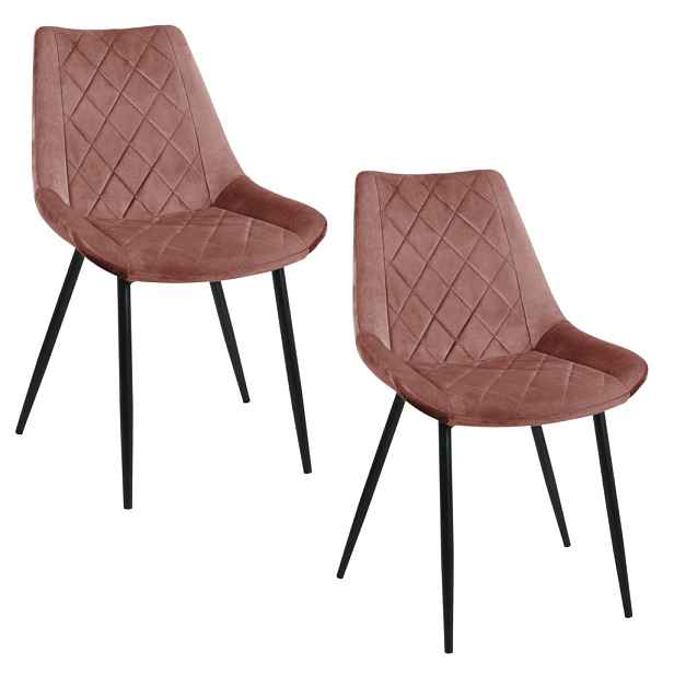 Set 2x čalouněná jídelní židle BOGORA - růžový / černý