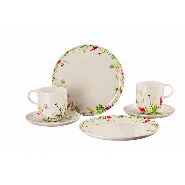 Dárková sada porcelánu Rosenthal Brillance Fleurs Sauvages, hrnky, talíře, 6 ks