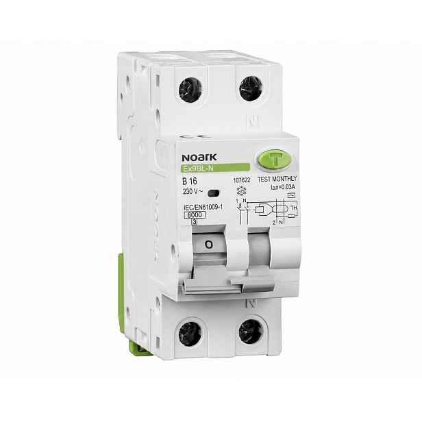 Diferenciální a nadproudový spínač Ex9BL-N 1P+N B16 30mA 2P Ac 107622 Noark