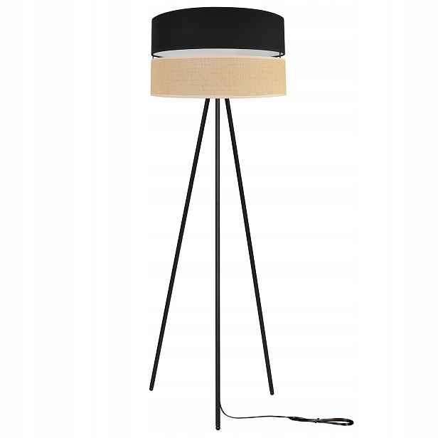 Podlahová Lampa Trojnožková Kovová Stínidlo 45 CM Černá
