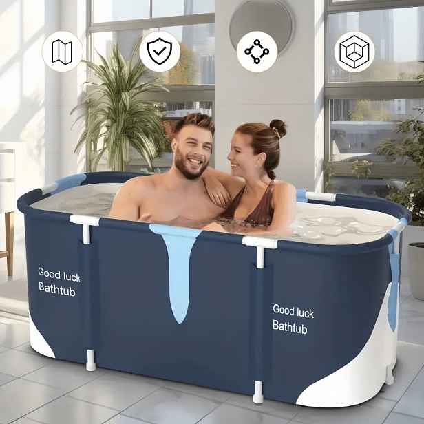 TEMU Extra velká přenosná skládací vana, SPA máčecí vana pro dospělé, zesílená vícevrstvá vana, ideální pro teplé a studené koupele, efektivní