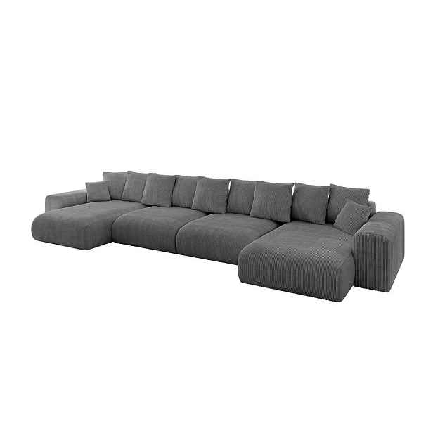 ALTDECOR SEDACÍ SOUPRAVA ve tvaru U s funkcí spaní a úložným prostorem ESKAR-U2 464x176x72 Tmavě šedá Manšestr