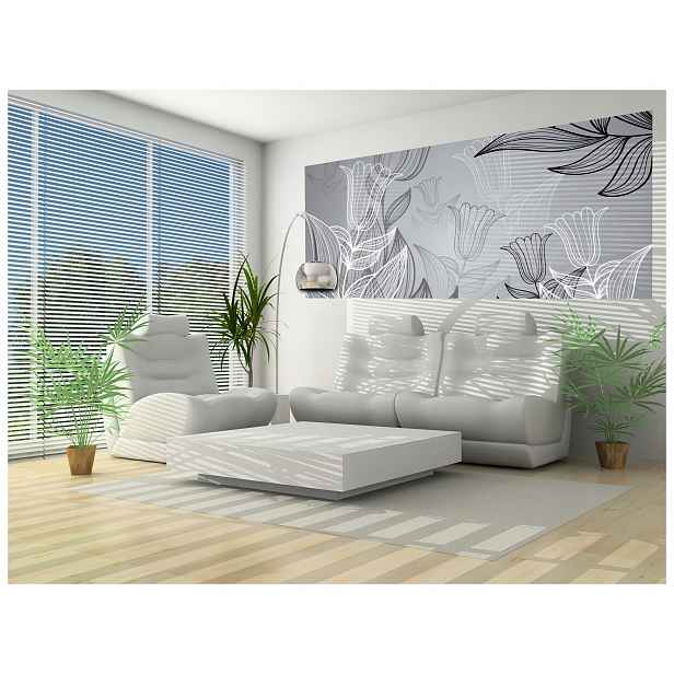 Fototapeta Tulipány Šedá elegance abstrakce obrys 250x104 lepidlo