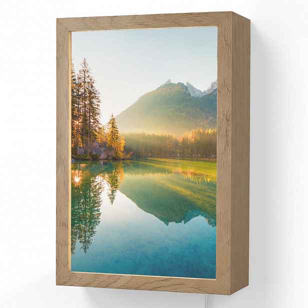 OnlyWow NÁSTĚNNÁ LAMPA Jezero - Les - Hory - Příroda - Slunce - Krajina 20x30 cm