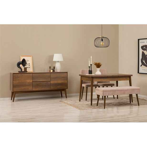 Set s rozkládacím stolem, židlemi a konzolou (5 kusů) Vina 02 0900 - Walnut, Stone