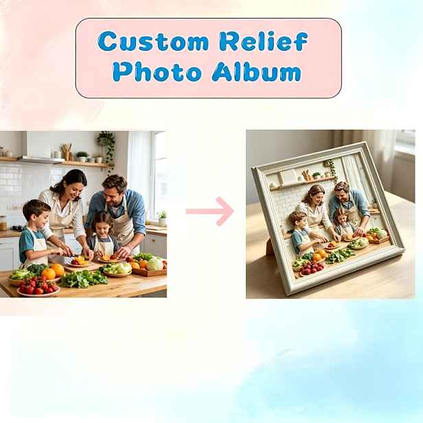 TEMU Vlastní 3D pryskyřicové reliéfní fotorámečky pro celou rodinu, personalizované vánoční portréty, dárky ke Dni otců - hladký povrch, zářivě