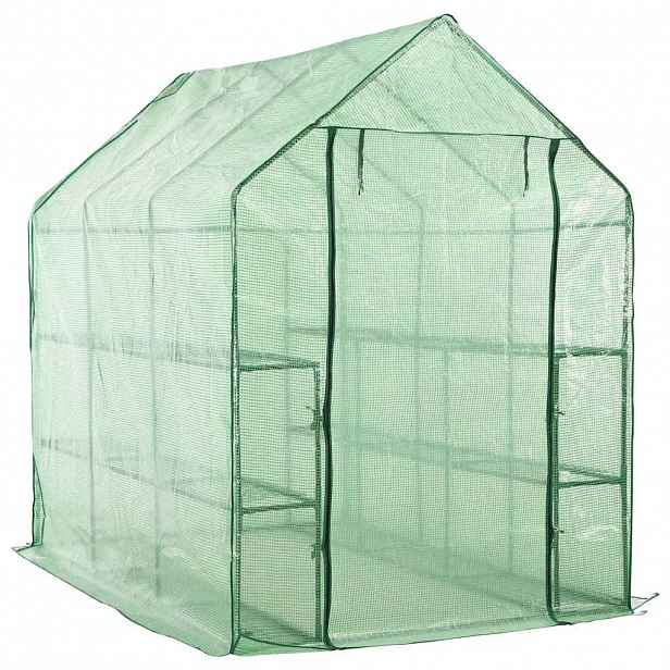 vidaXL Skleník s 12 policemi ocel 143 x 214 x 196 cm