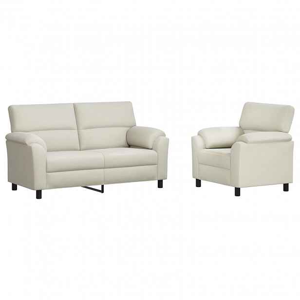 vidaXL Set pohovek 2 pcs Krémová Samet