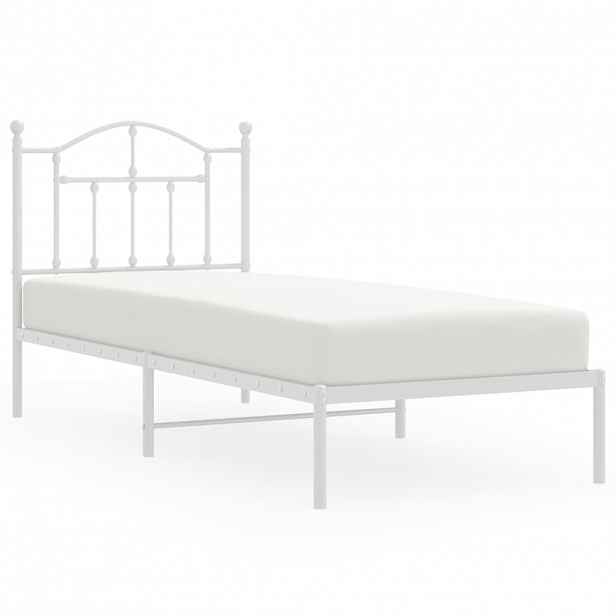 vidaXL Kovový rám postele s čelem bílý 80 x 200 cm