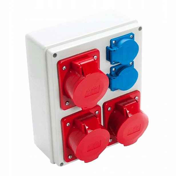 Rozvaděč nástěnný s stavebními zásuvkami 3x16A 2x250V IP44 Viplast