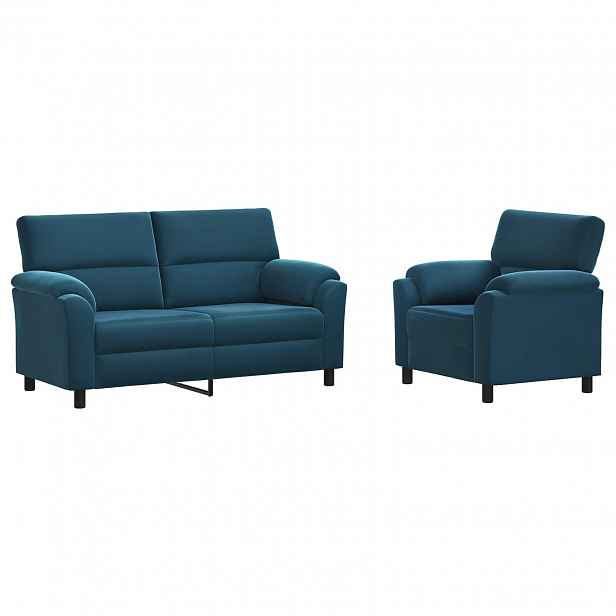 vidaXL Set pohovek 2 pcs Modrá Samet