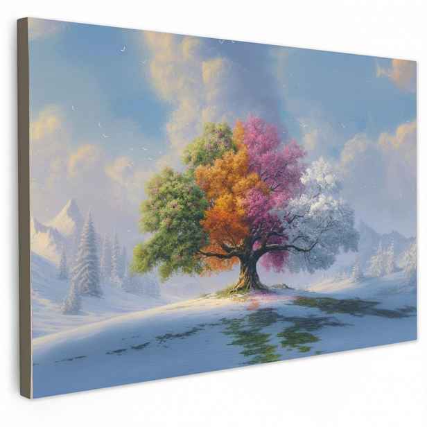 MuchoWow OBRAZ NA PLÁTNĚ Strom - Roční období - Zima - Krajina 30x20 cm