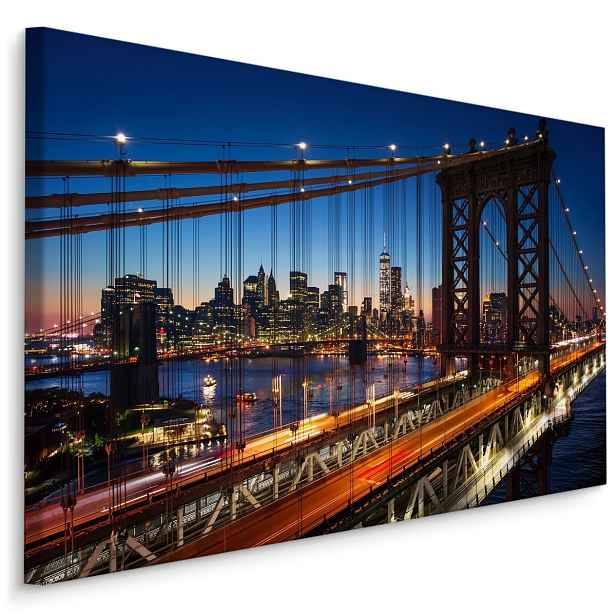 Plátno 3D Noční Pohled Na Most Manhattan Varianta: 120x80