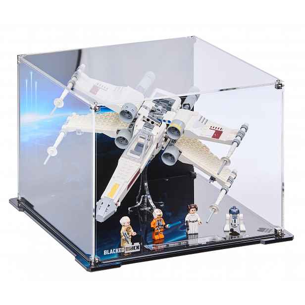 Vitrína s pozadím Blacked Brick pro Lego Star Wars 75301 Stíhačka X-Wing Lukea