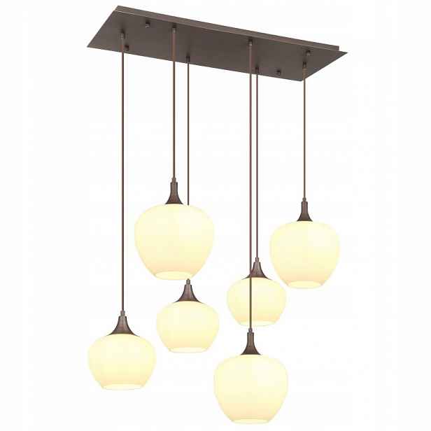 Hnědá závěsná lampa Maxy s teplým leskem nad jídelní stůl Globo