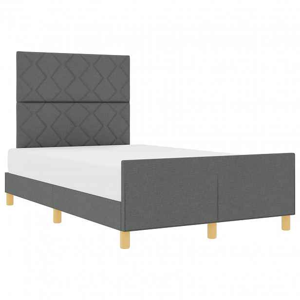 vidaXL Rám postele s čelo Tmavě šedá 120 x 200 cm textil