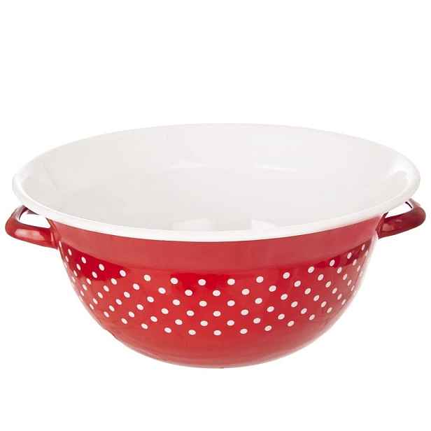 Kuchyňská miska smaltovaná červená s puntíky 34 cm 9 l Orion