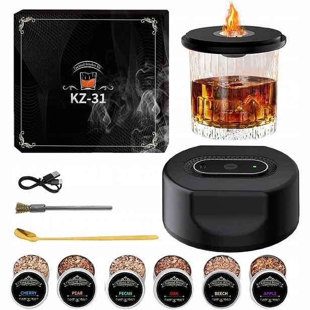 Sada Na Uzení Whisky Smoker Dřevěná Whiskey Dárek S 6 Příchutěmi
