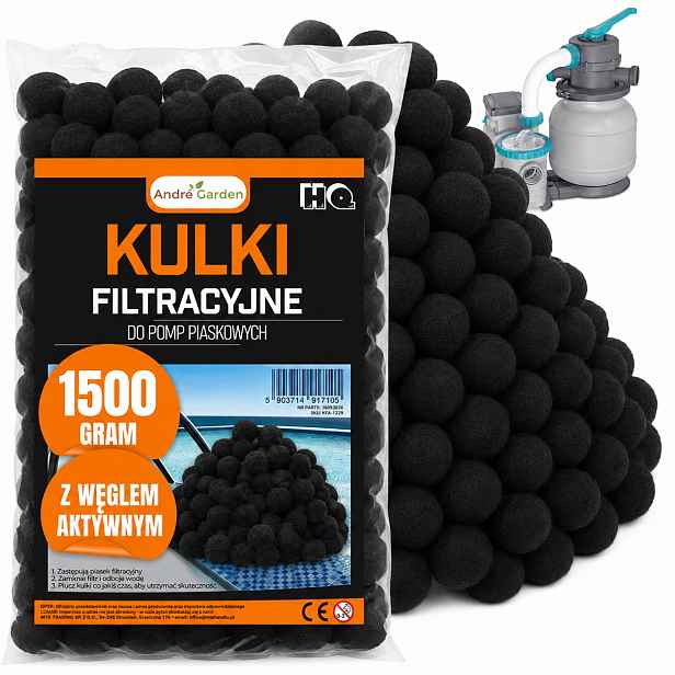 Filtrační kuličky do bazénu pro velké filtrační čerpadla 1500 g Aktivní Uhlí 1,5