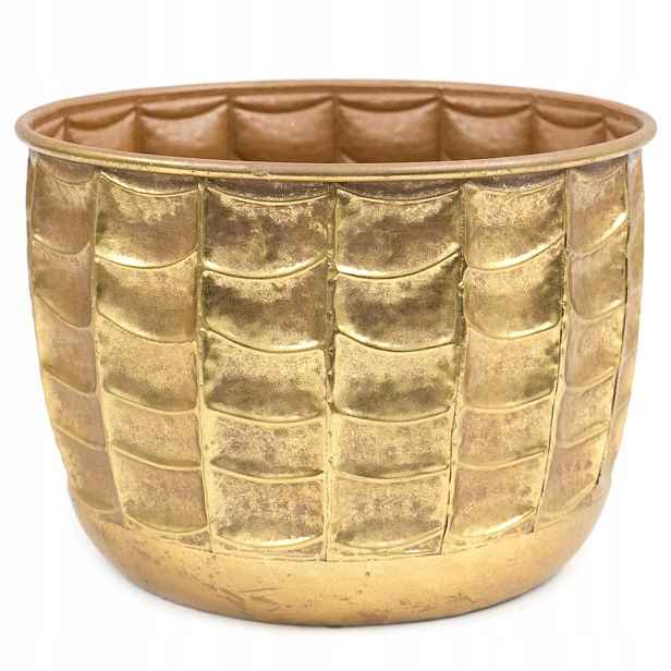 Květináč Obal Na Květináč Antický Zlatý 20x27 cm Kovový Zdobený Lisovaný 25