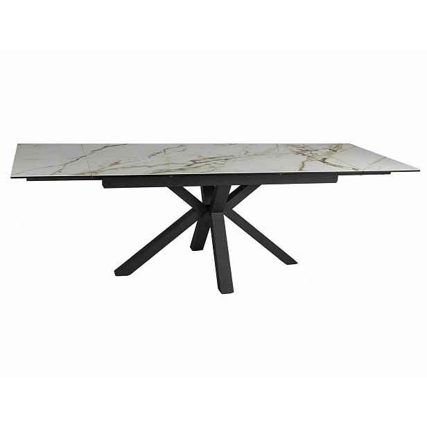 Signal Rozkládací jídelní stůl Columbus Ceramic 160/240 cm bílý mramor/černý mat