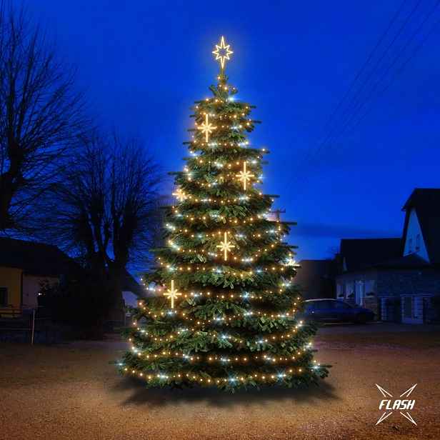 LED světelná sada na vánoční stromy vysoké 6-8 m, teplá bílá s Flash, dekory EFD15WS2