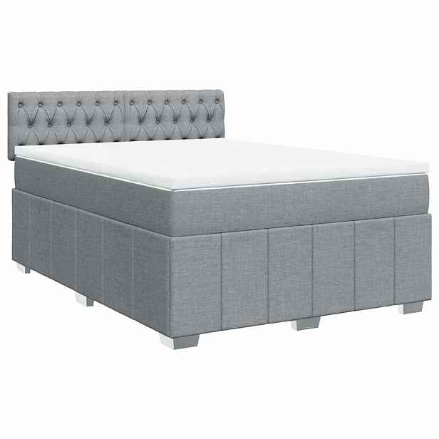 vidaXL Box spring postel s matrací světle šedá 160 x 200 cm textil