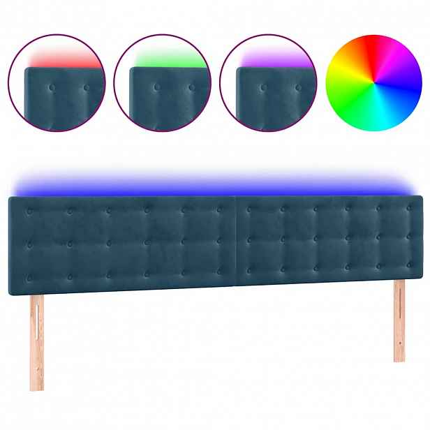 vidaXL Čelo postele s LED tmavě modré 180x5x78/88 cm samet